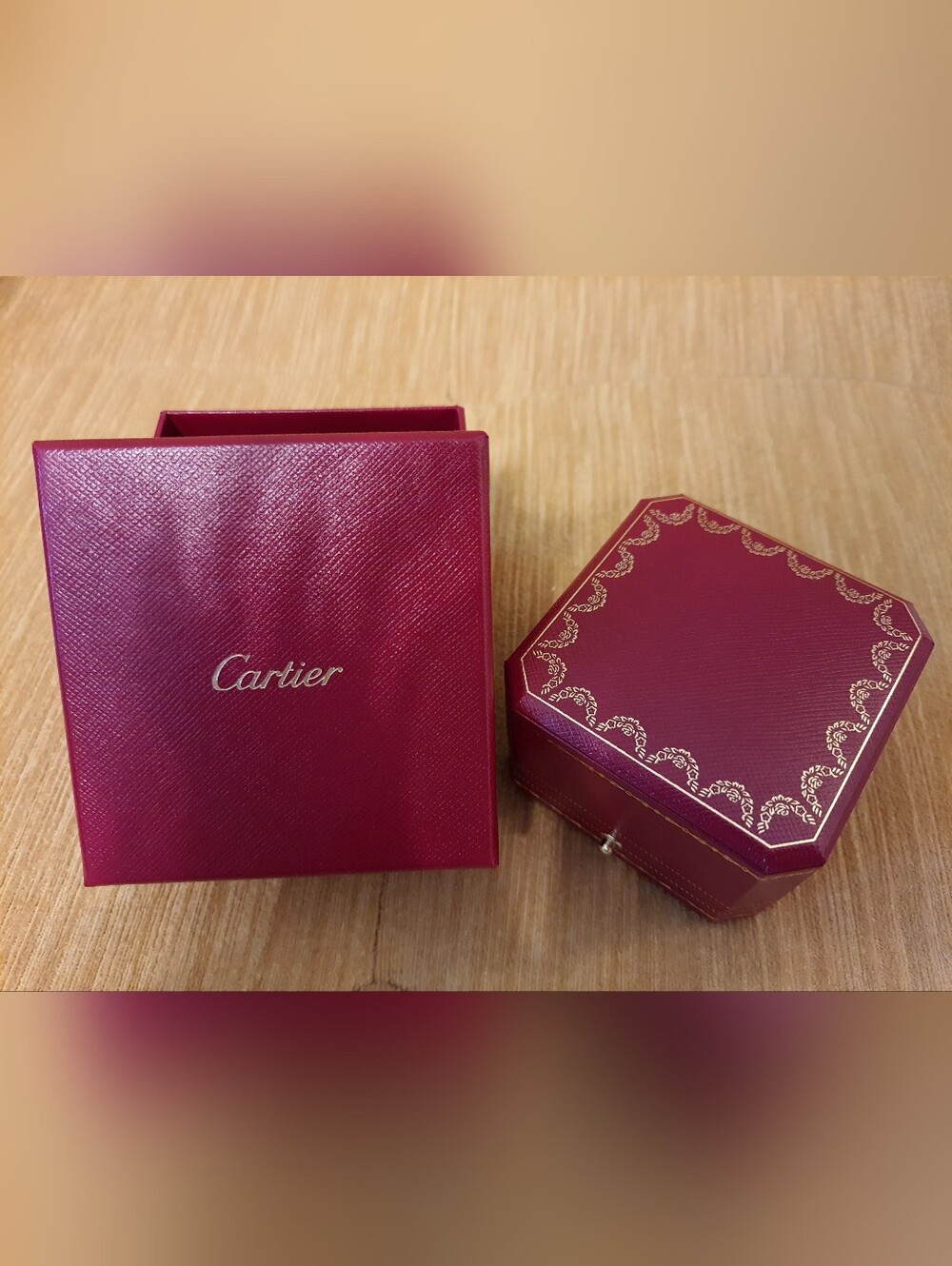 Authentic Cartier Red and Gold Ring Box